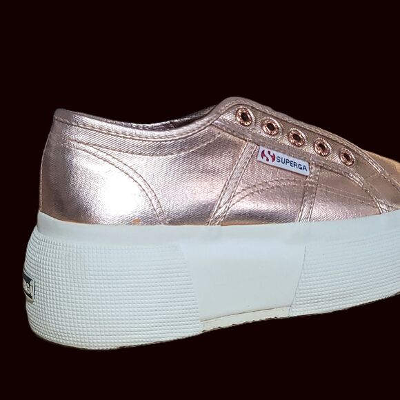 Superga 2790 Matte METALLIC PLATFORM Rose Gold Sneaker Bronze Sizzling Lady US 6 - Picture 2 of 16